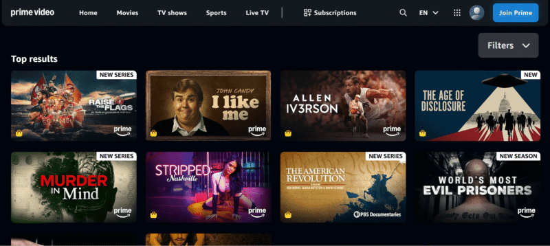prime video homepage