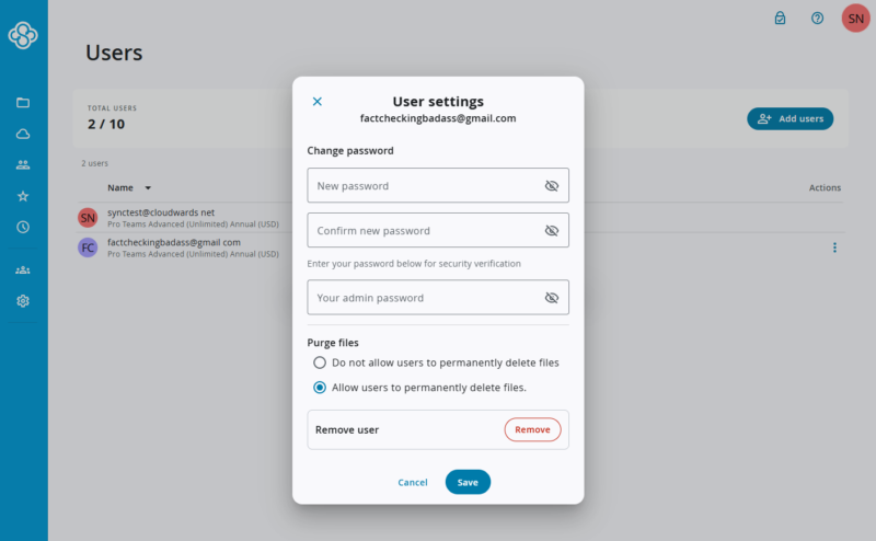 sync.com access controls