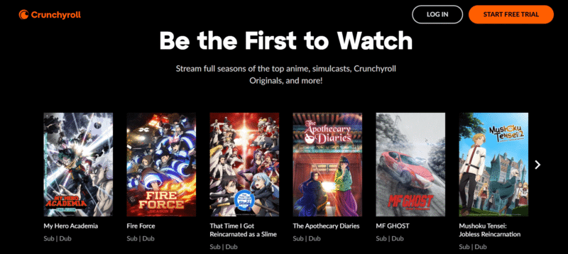 chrunchyroll homepage
