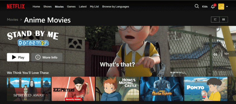 netflix anime homepage