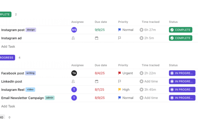 clickup project software with time tracking