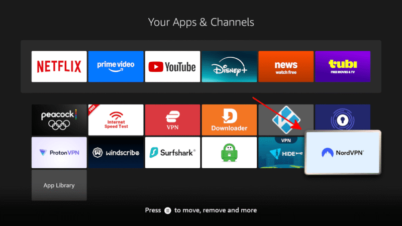 fire stick app menu nordvpn
