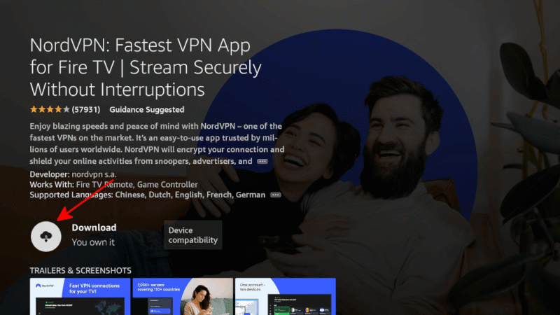 fire stick download nordvpn app