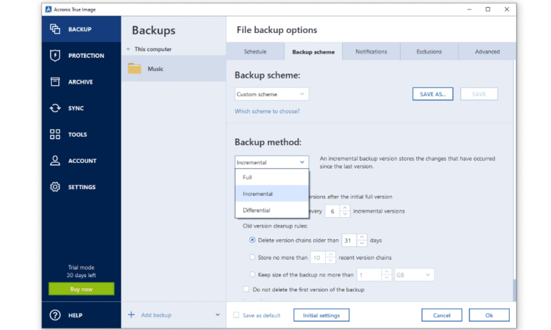 music backup acronis
