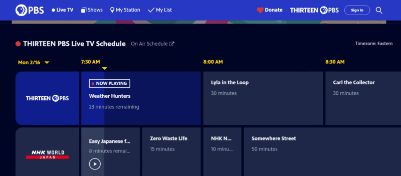 pbs livestream homepage