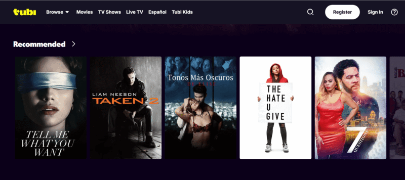 tubi homepage
