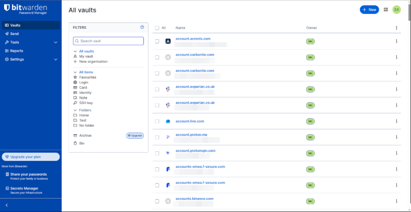 bitwarden web app