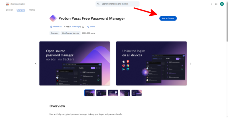 chrome web store install proton pass