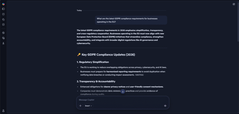 Copilot real time web search results