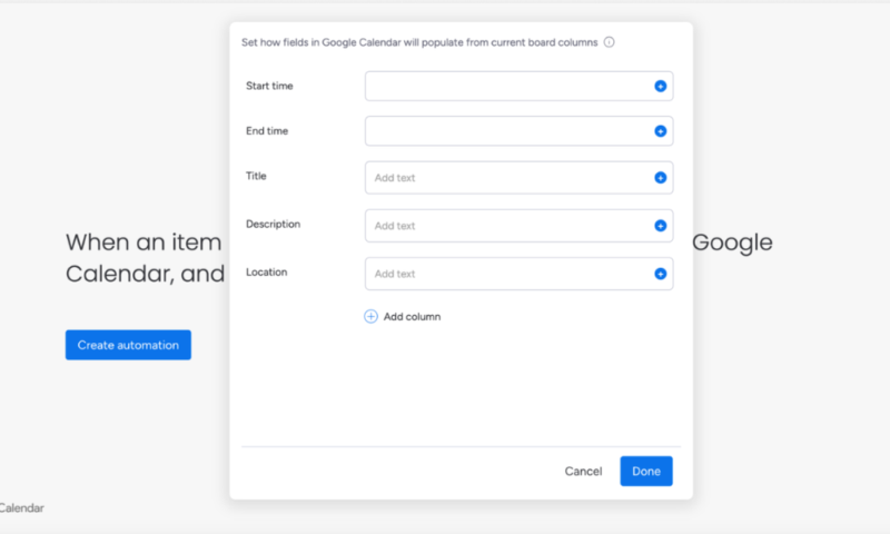 monday google calendar integration