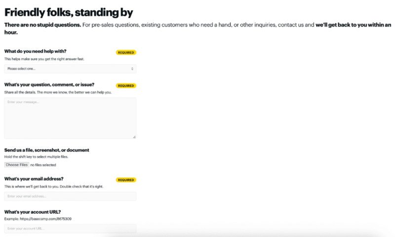 basecamp customer support
