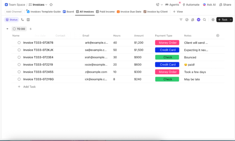clickup invoicing template
