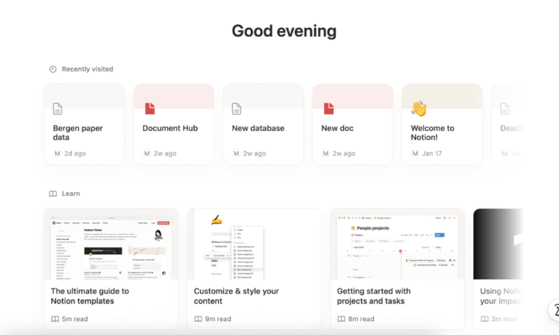 notion user interface
